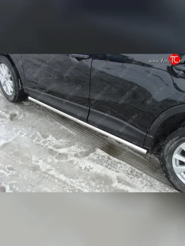 Защита порогов труба d60,3 мм ТСС Тюнинг (серые) Mazda CX-5 KE дорестайлинг (2011-2014)