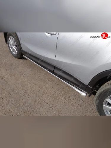 Защита порогов труба d60,3 мм ТСС Тюнинг (серые) Mazda CX-5 KE рестайлинг (2015-2017)