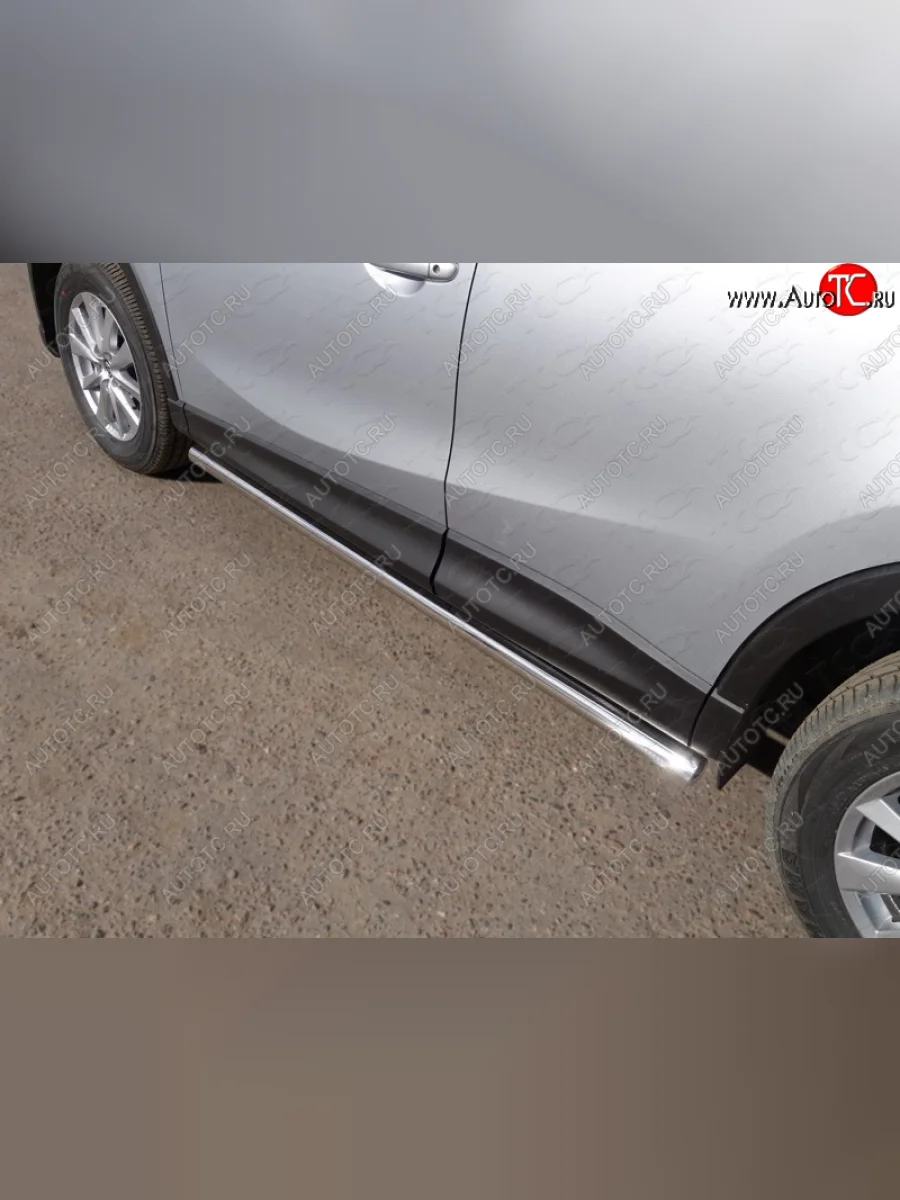 Защита порогов труба d60,3 мм ТСС Тюнинг Mazda CX-5 KE рестайлинг (2015-2017) (серые)  в Керчи Республика Крым