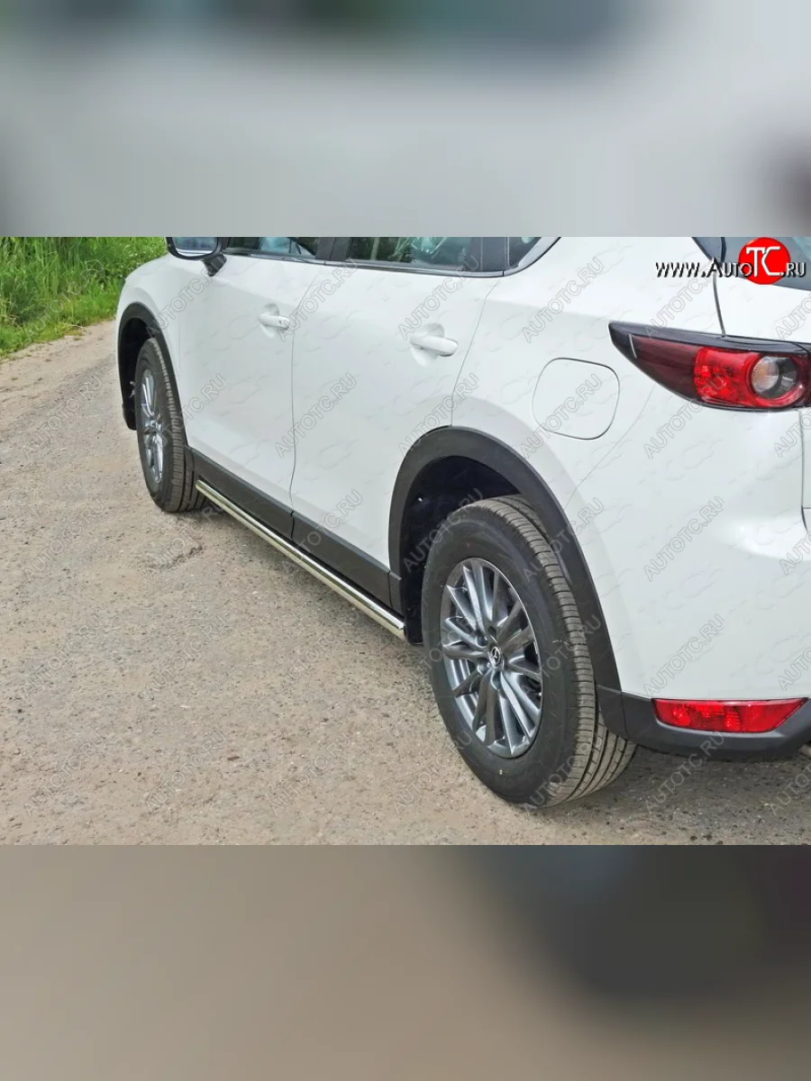 Защита порогов труба d60,3 мм ТСС Тюнинг Mazda CX-5 KF (2016-2025) (серые)  с доставкой в г. Керчь