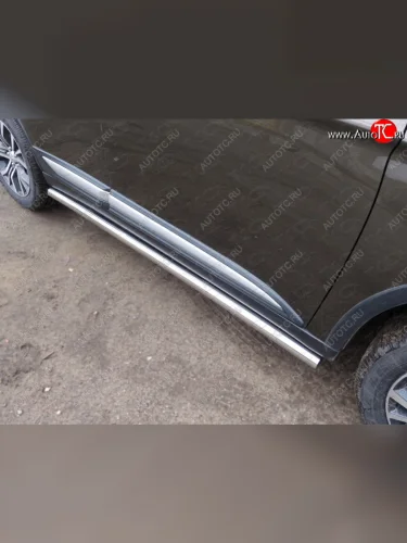 Защита порогов труба d60,3 мм ТСС Тюнинг (серые) Mitsubishi Outlander GF 2-ой рестайлинг (2015-2018)