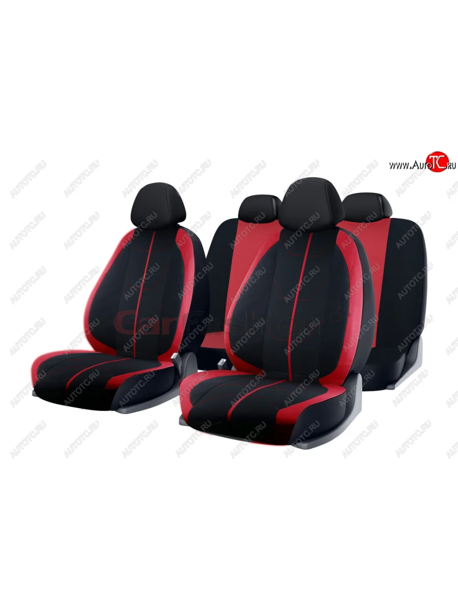 Универсальные чехлы сидений (майка, 11 предм., полиэстер) Bravo CARFASHION Nissan Qashqai 2 J11 дорестайлинг (2013-2019) (черно-красные)  с доставкой в г. Керчь