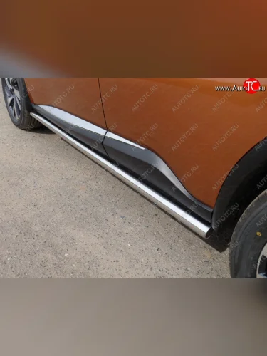 Защита порогов труба d60,3 мм ТСС Тюнинг (серые) Nissan Murano 3 Z52 дорестайлинг (2015-2022)