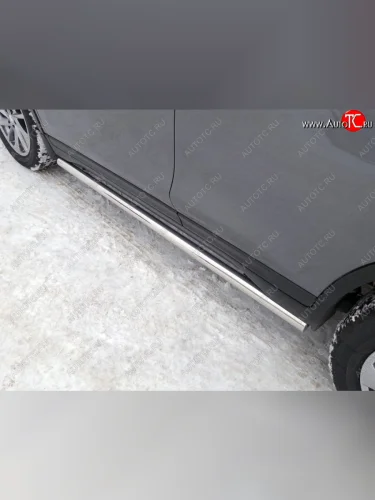 Защита порогов труба d60,3 мм ТСС Тюнинг (серые) Nissan X-trail 3 T32 рестайлинг (2017-2022)