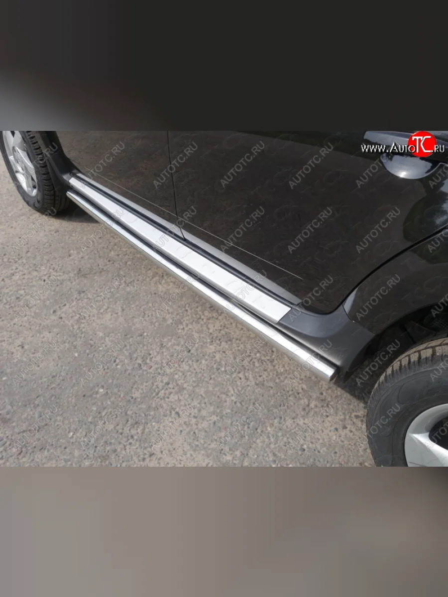 Защита порогов труба d60,3 мм ТСС Тюнинг Renault Duster HS рестайлинг (2015-2021) (серые)  в Керчи Республика Крым