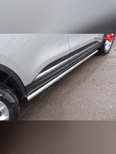 Защита порогов труба d60,3 мм ТСС Тюнинг (серые) Renault Koleos 2 (2016-2025)