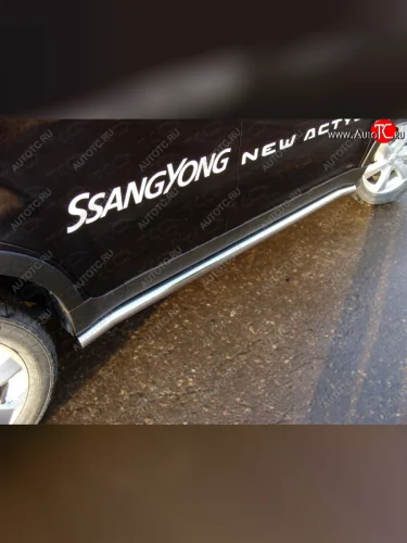 Защита порогов труба d60,3 мм ТСС Тюнинг (серые) SSANGYONG Actyon рестайлинг (2013-2021)