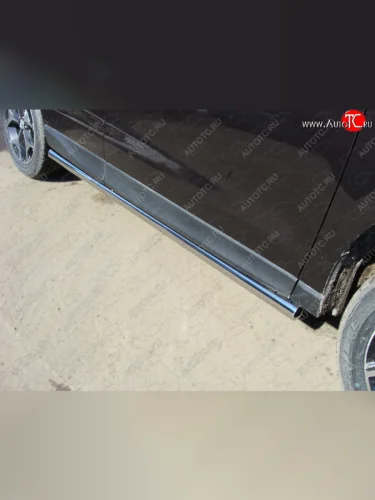 Защита порогов труба d60,3 мм ТСС Тюнинг (серые) Subaru Forester SJ дорестайлинг (2012-2016)