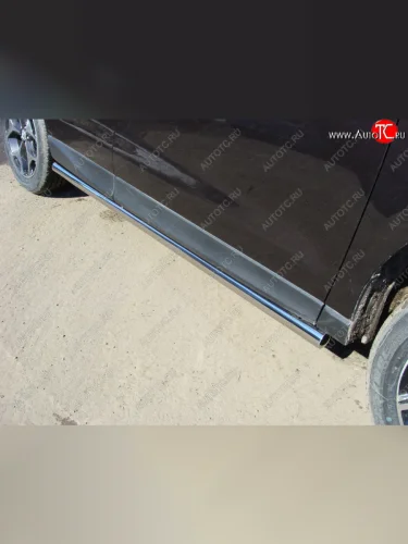 Защита порогов труба d60,3 мм ТСС Тюнинг (серые) Subaru Forester SJ рестайлинг (2016-2019)