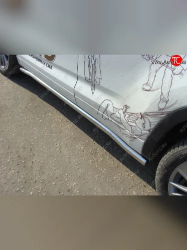 Защита порогов труба d60,3 мм ТСС Тюнинг (серые) Toyota Highlander XU50 рестайлинг (2016-2020)