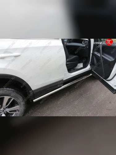 Защита порогов труба d60,3 мм ТСС Тюнинг (серые) Toyota RAV4 XA40 5 дв. рестайлинг (2015-2019)