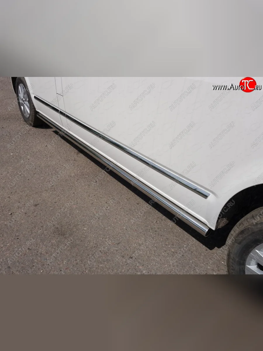 Защита порогов труба d60,3 мм ТСС Тюнинг Volkswagen Caravelle T6 дорестайлинг (2015-2019) (серые)  в Самаре Самарской области