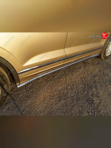 Защита порогов труба d60,3 мм ТСС Тюнинг (серые) Volkswagen Touareg 3 CR дорестайлинг (2018-2022)