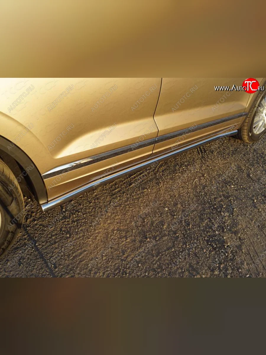 Защита порогов труба d60,3 мм ТСС Тюнинг Volkswagen Touareg 3 CR дорестайлинг (2018-2022) (серые)  в Перми Пермском крае