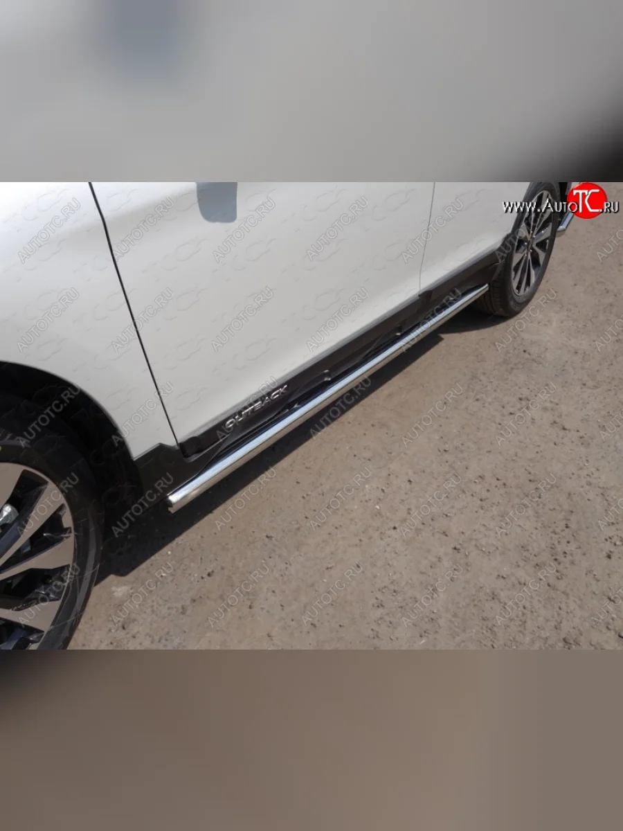 Защита порогов труба 60,3 мм укороченные ТСС Тюнинг Subaru Outback BS/B15 дорестайлинг универсал (2014-2018) (серые)  в Перми Пермском крае