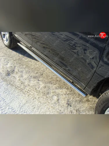 Защита порогов труба d60,3 мм ТСС Тюнинг (серые) Ford Edge CD539 дорестайлинг (2015-2018)