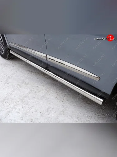 Защита порогов труба d60,3 мм ТСС Тюнинг (серые) INFINITI QX60 L50 рестайлинг (2016-2021)