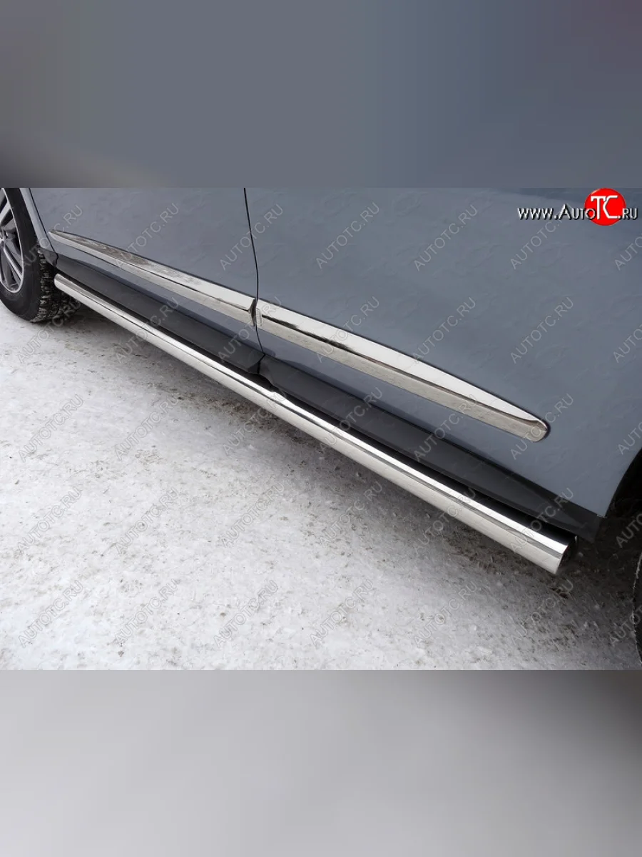 Защита порогов труба d60,3 мм ТСС Тюнинг INFINITI QX60 L50 рестайлинг (2016-2021) (серые)  в Керчи Республика Крым