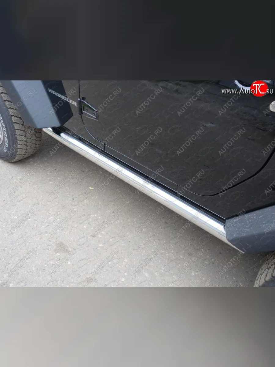 Защита порогов труба d60,3 мм ТСС Тюнинг Jeep Wrangler JK 3 дв. дорестайлинг (2006-2010) (серые)  в Самаре Самарской области