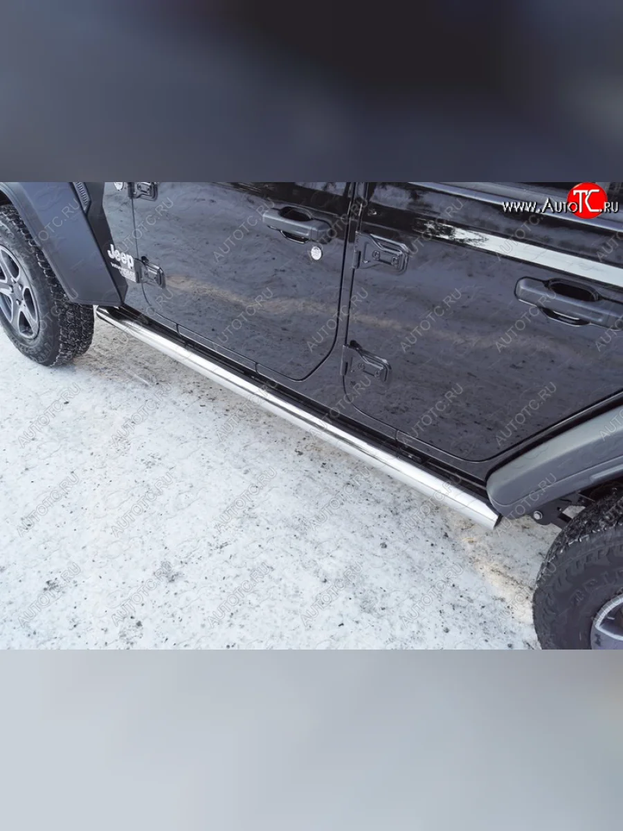Защита порогов труба d60,3 мм ТСС Тюнинг Jeep Wrangler JL 3 дв. дорестайлинг (2018-2024) (серые)  в Самаре Самарской области