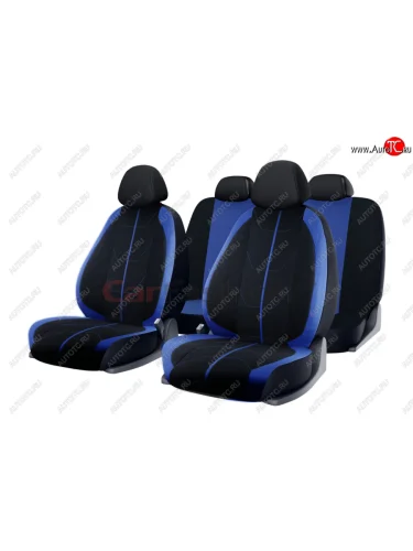 Универсальные чехлы сидений (майка, 11 предм., полиэстер) Bravo CARFASHION (черно-синие) Renault Kaptur дорестайлинг (2016-2020)