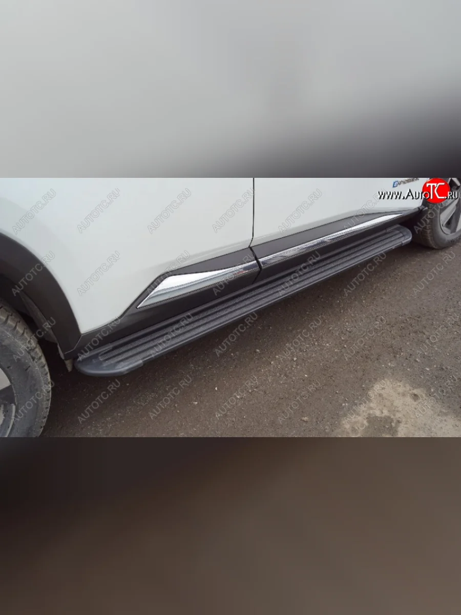 Пороги алюминиевые Slim Line ТСС Тюнинг Nissan X-trail 4 T33 дорестайлинг (2021-2025) (Black)  в Керчи Республика Крым