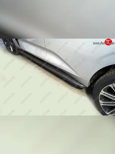 Пороги алюминиевые с пластиковой накладкой ТСС Тюнинг (карбон черные) Changan UNI-K (2020-2025)