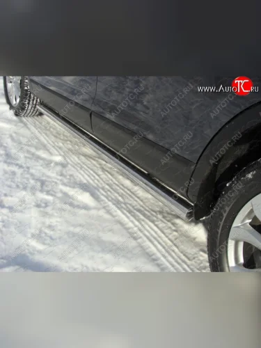 Защита порогов труба 76,1 мм ТСС Тюнинг (серые) Mazda CX-9  TB (2012-2015) 2-ой рестайлинг