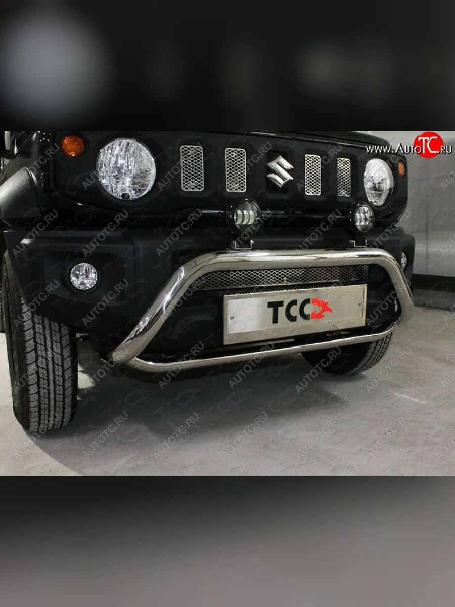 Защита переднего бампера кенгурин с фарами 60,3*75 мм ТСС Тюнинг Suzuki Jimny JB64 (2018-2025) (нержавейка)  в Керчи Республика Крым