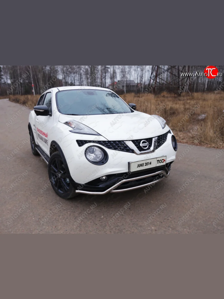 Защита переднего бампера кенгурин 42,4 мм ТСС Тюнинг  Nissan Juke (2014-2020) 1 YF15 (нержавейка)  в Воронеже Воронежской области