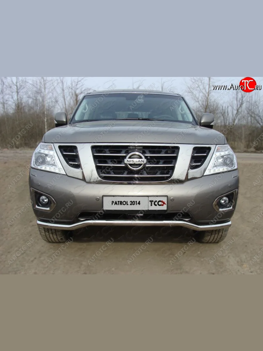 Защита переднего бампера кенгурин 60,3 мм ТСС Тюнинг Nissan Patrol 6 Y62 рестайлинг (2014-2017) (нержавейка)  в Керчи Республика Крым