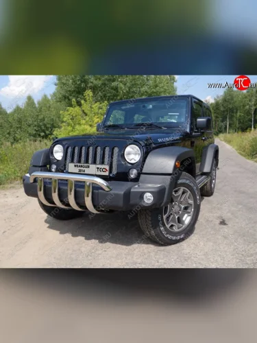 Защита переднего бампера кенгурин 60,3 мм ТСС Тюнинг (нержавейка) Jeep Wrangler  JK (2006-2010) 3 дв. дорестайлинг