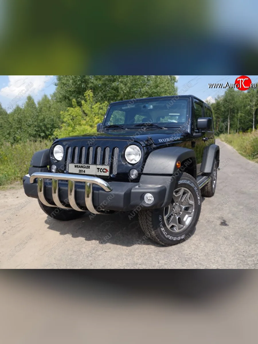 Защита переднего бампера кенгурин 60,3 мм ТСС Тюнинг Jeep Wrangler JK 3 дв. дорестайлинг (2006-2010) (нержавейка)  в Перми Пермском крае