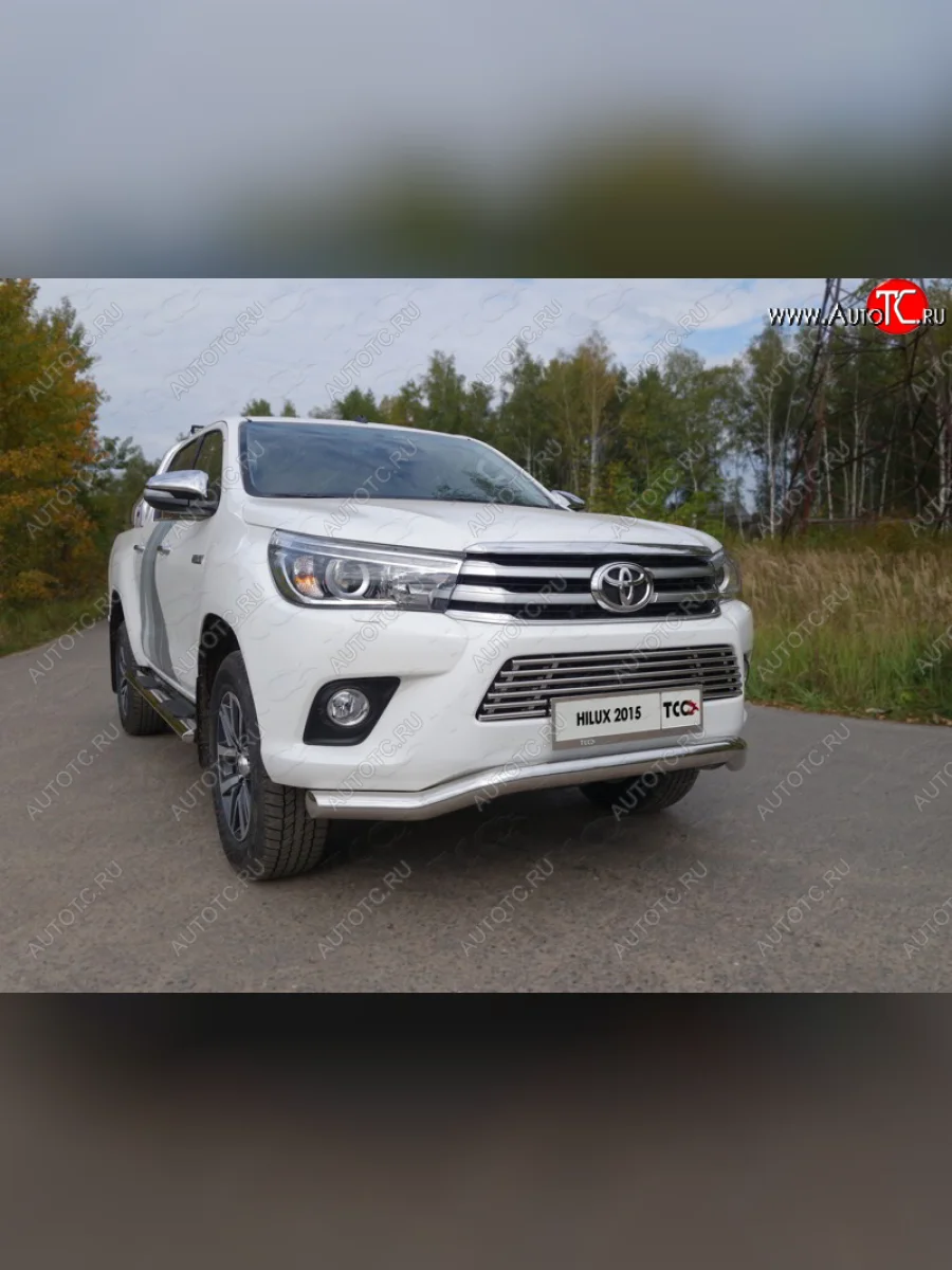 Защита переднего бампера кенгурин 76,1 мм ТСС Тюнинг Toyota Hilux AN120 дорестайлинг (2016-2020)  в Воронеже Воронежской области