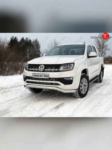 Защита переднего бампера кенгурин 76,1 мм ТСС Тюнинг (нержавейка) Volkswagen Amarok (2016-2022) рестайлинг