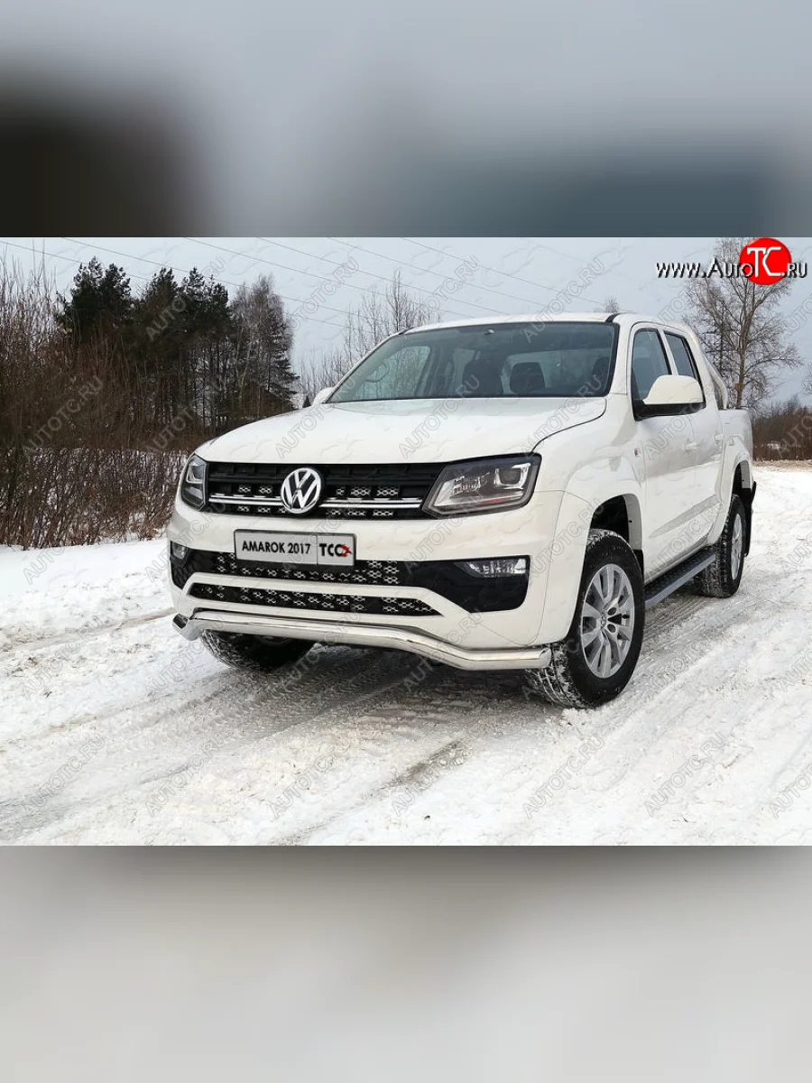 Защита переднего бампера кенгурин 76,1 мм ТСС Тюнинг Volkswagen Amarok рестайлинг (2016-2022) (нержавейка)  в Керчи Республика Крым