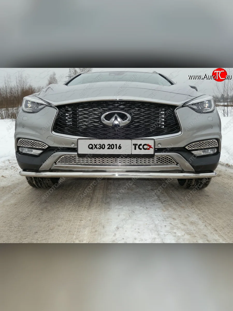 Защита переднего бампера кенгурин 42,4 мм ТСС Тюнинг  INFINITI QX30 (2016-2020) H15E (нержавейка)  с доставкой в г. Керчь