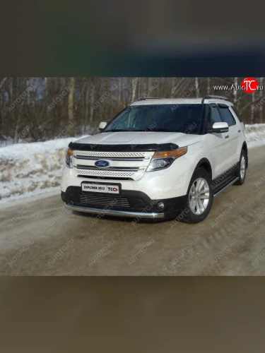 Защита переднего бампера кенгурин 75*42 мм ТСС Тюнинг (нержавейка) Ford Explorer  U502 (2010-2016) дорестайлинг