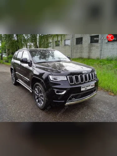 Защита переднего бампера овальная короткая 75х42 мм ТСС тюнинг (нержавейка) Jeep Grand Cherokee WK2 2-ой рестайлинг (2017-2022)