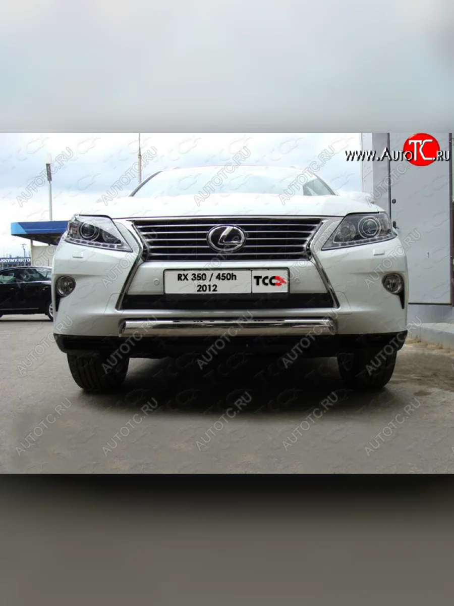 Защита переднего бампера овальная 75х42 мм кроме F-Sport ТСС тюнинг Lexus RX350 AL10 рестайлинг (2012-2015) (нержавейка)  в Керчи Республика Крым