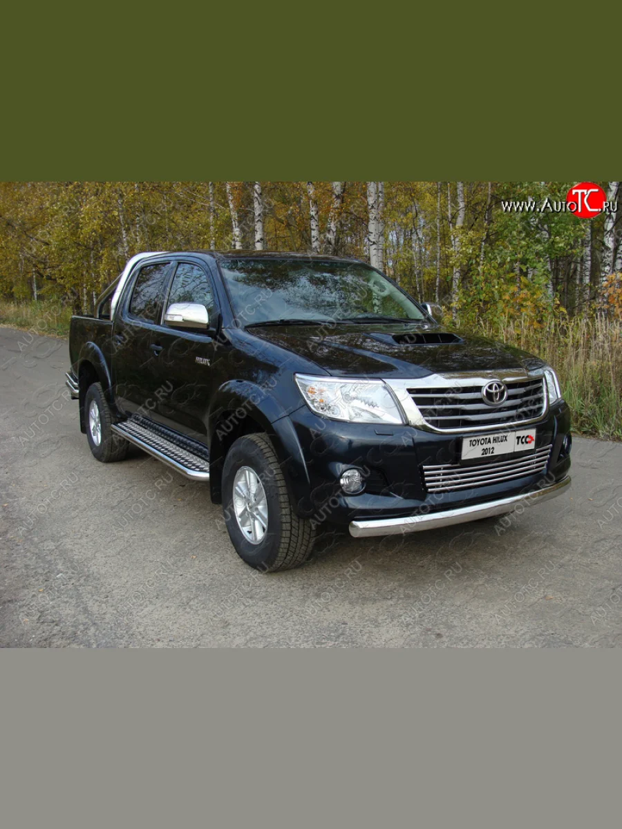 Защита переднего бампера овальная 75х42 мм ТСС тюнинг  Toyota Hilux (2011-2016) AN20,AN30 (нержавейка)  в Воронеже Воронежской области