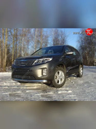 Защита переднего бампера овальная 75х42 мм ТСС тюнинг (нержавейка) KIA Sorento UM/Prime рестайлинг (2018-2020)