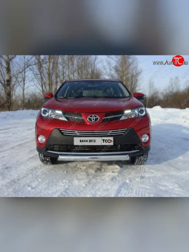 Защита переднего бампера овальная 75х42 мм ТСС тюнинг (нержавейка) Toyota RAV4 XA40 5 дв. дорестайлинг (2012-2015)