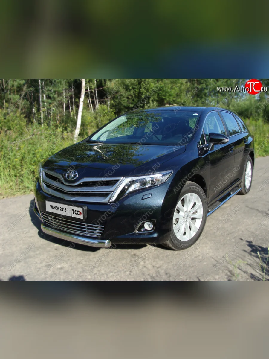 Защита переднего бампера овальная 75х42 мм ТСС тюнинг Toyota Venza GV10 рестайлинг (2012-2016) (нержавейка)  в Самаре Самарской области