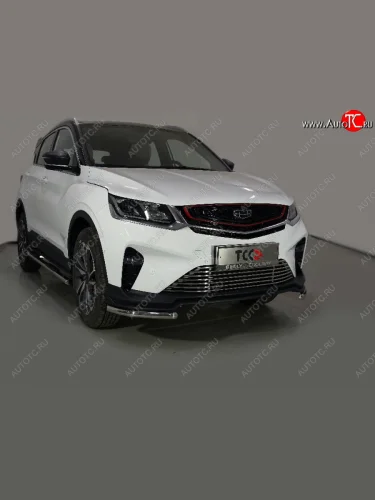 Защита переднего бампера уголки 42,4 мм ТСС тюнинг (нержавейка) Geely Coolray SX11 дорестайлинг (2018-2023)