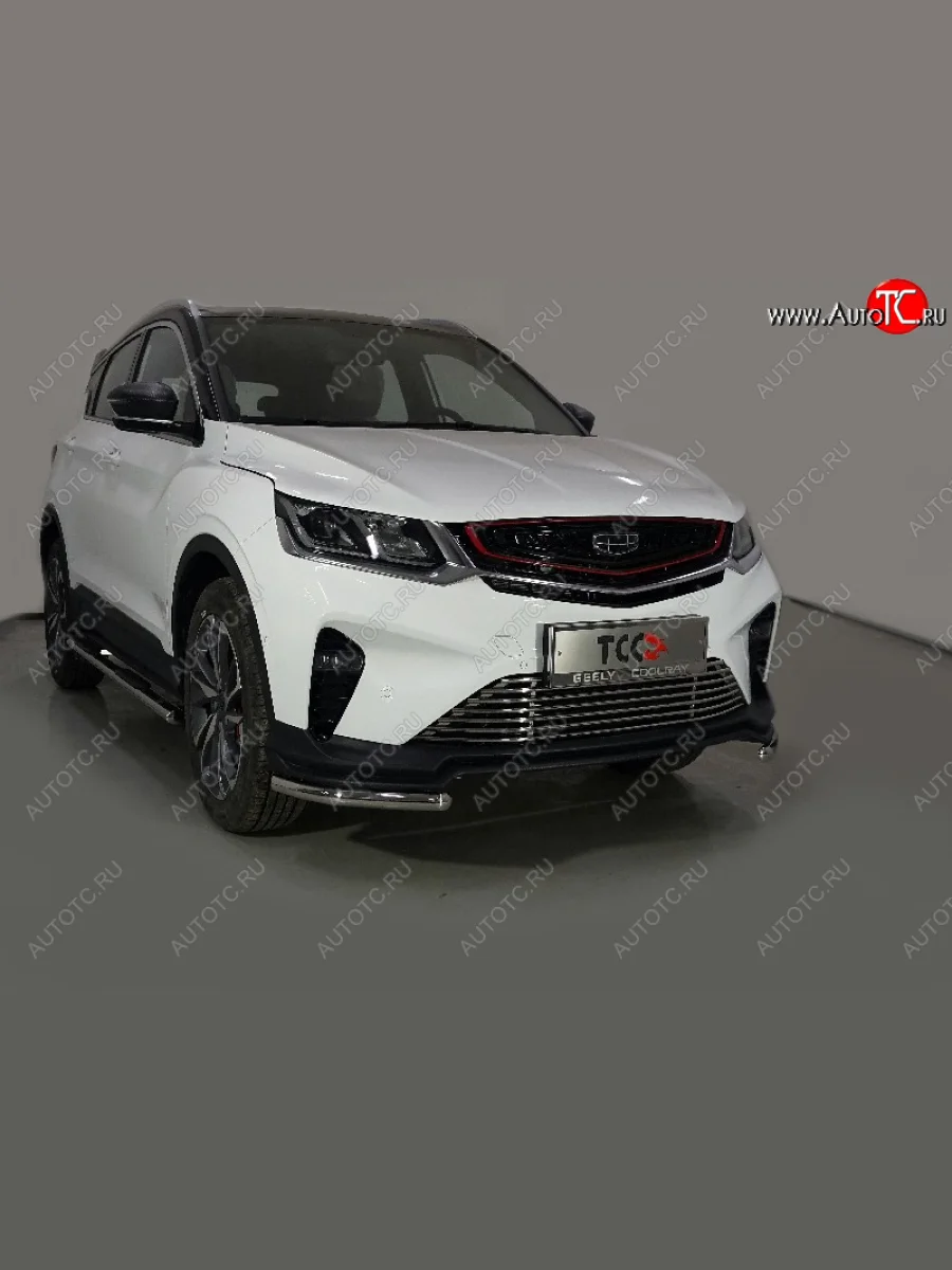Защита переднего бампера уголки 42,4 мм ТСС тюнинг Geely Coolray SX11 дорестайлинг (2018-2023) (нержавейка)  в Перми Пермском крае