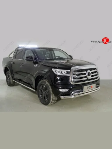 Защита переднего бампера нижняя двойная 76,1*42,2 мм ТСС Тюнинг (нержавейка) Great Wall Poer (2021-2025)