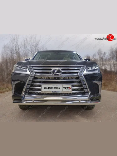 Защита передняя нижняя двойная 76,1*50,8 мм кроме F-Sport Тюнинг (нержавейка) Lexus LX570 J200 2-ой рестайлинг (2015-2022)