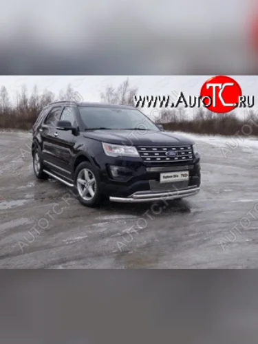 Защита передняя нижняя двойная 76,1*50,8 мм Тюнинг (нержавейка) Ford Explorer U502 1-ый рестайлинг, 5 дв. (2015-2018)