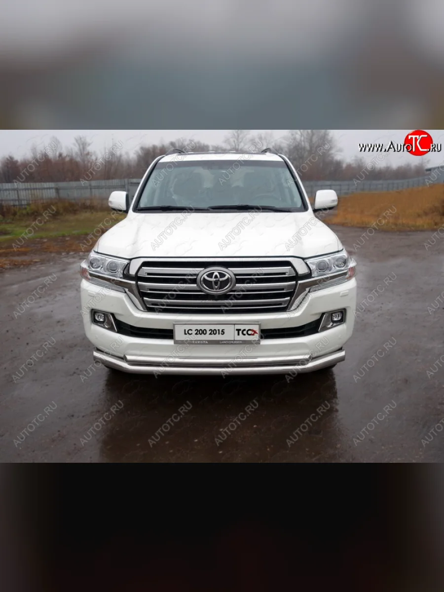 Защита передняя нижняя двойная 76,1*50,8 мм кроме EXECUTIVE Тюнинг Toyota Land Cruiser 200 2-ой рестайлинг (2015-2021) (нержавейка)  с доставкой в г. Керчь